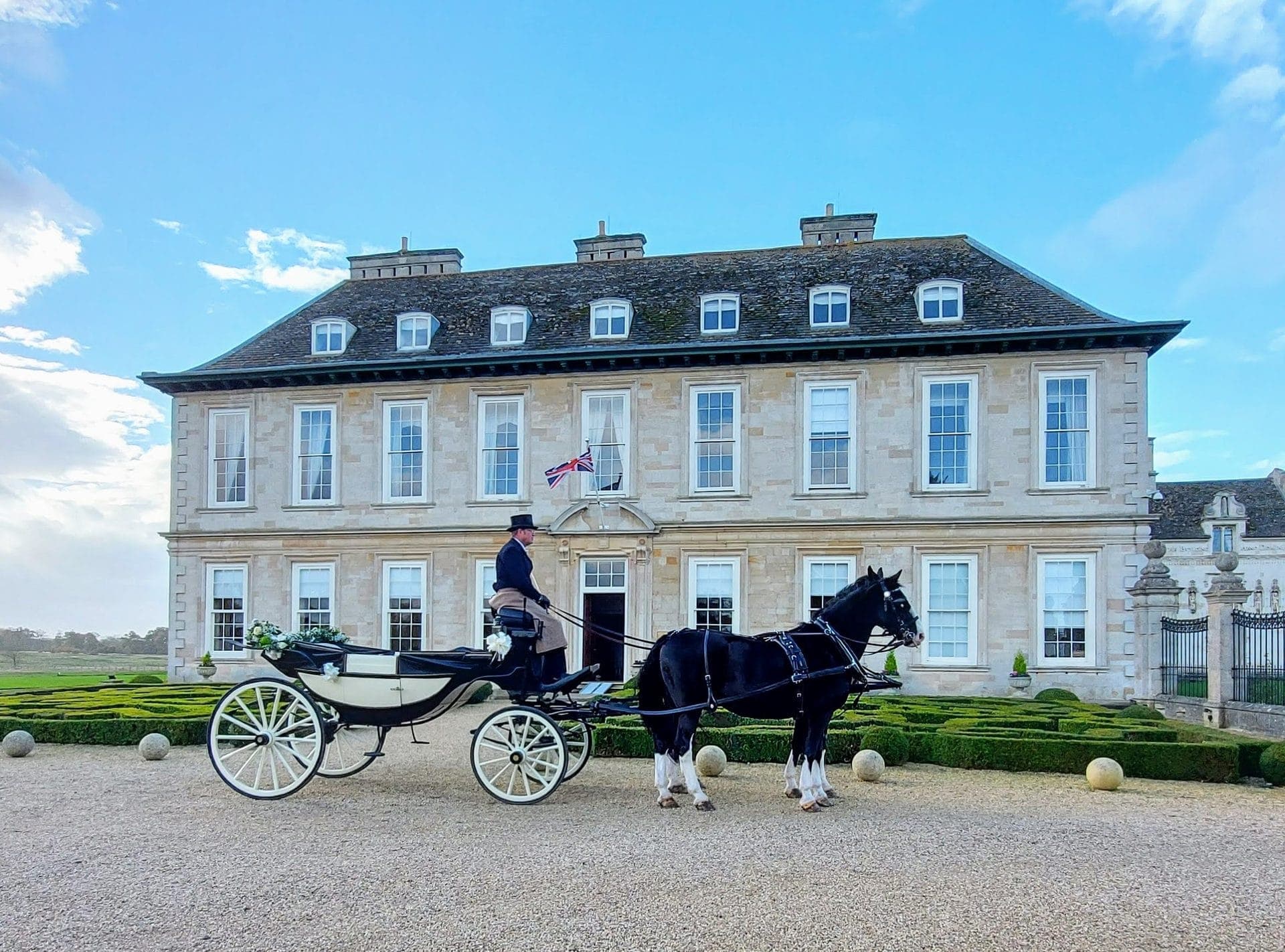 DK Carriage Horses on a film and television shoot, coachman on the box seat